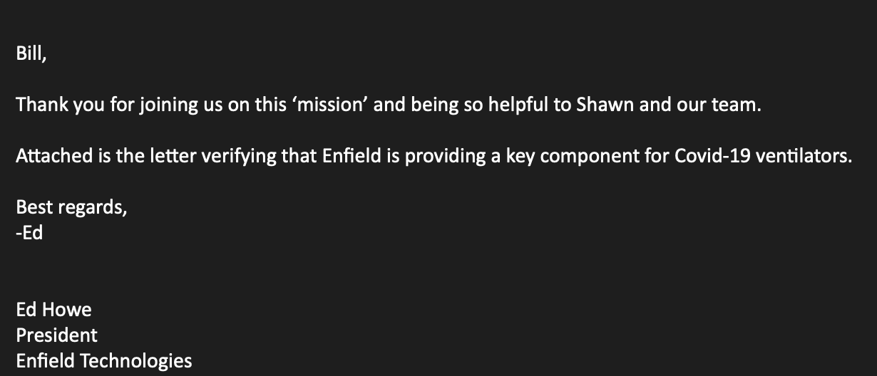 letter from president enfield tech