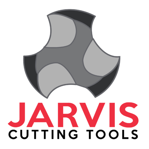 Jarvis Cutting Tools logo featuring a gray stylized drill bit icon above the red text "JARVIS" and black text "CUTTING TOOLS".