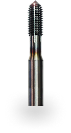 Metal machine screw tap for cutting internal threads in holes.