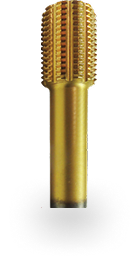 Gold-colored carbide thread milling cutter bit.