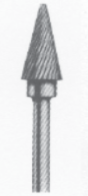 Conical rotary burr or file bit for a power tool.