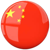 Glossy, circular icon featuring the Chinese national flag.